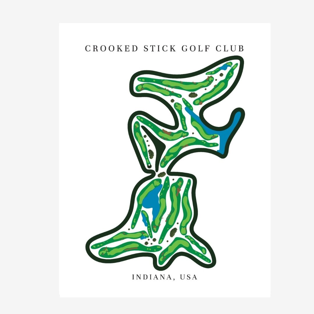 Crooked Stick Golf Club Golf Course Prints, Indiana, Golf Map Artwork