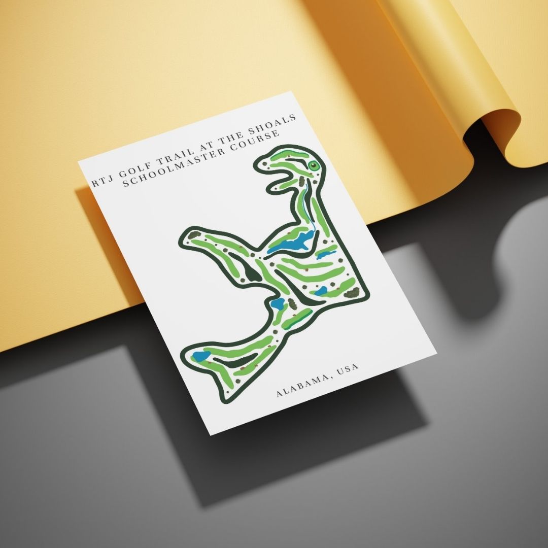 RTJ Golf Trail at The Shoals Schoolmaster Course Golf Course Prints, Alabama, Golf Map Artwork