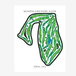 Scioto Country Club Golf Course Prints, Ohio, Golf Map Artwork