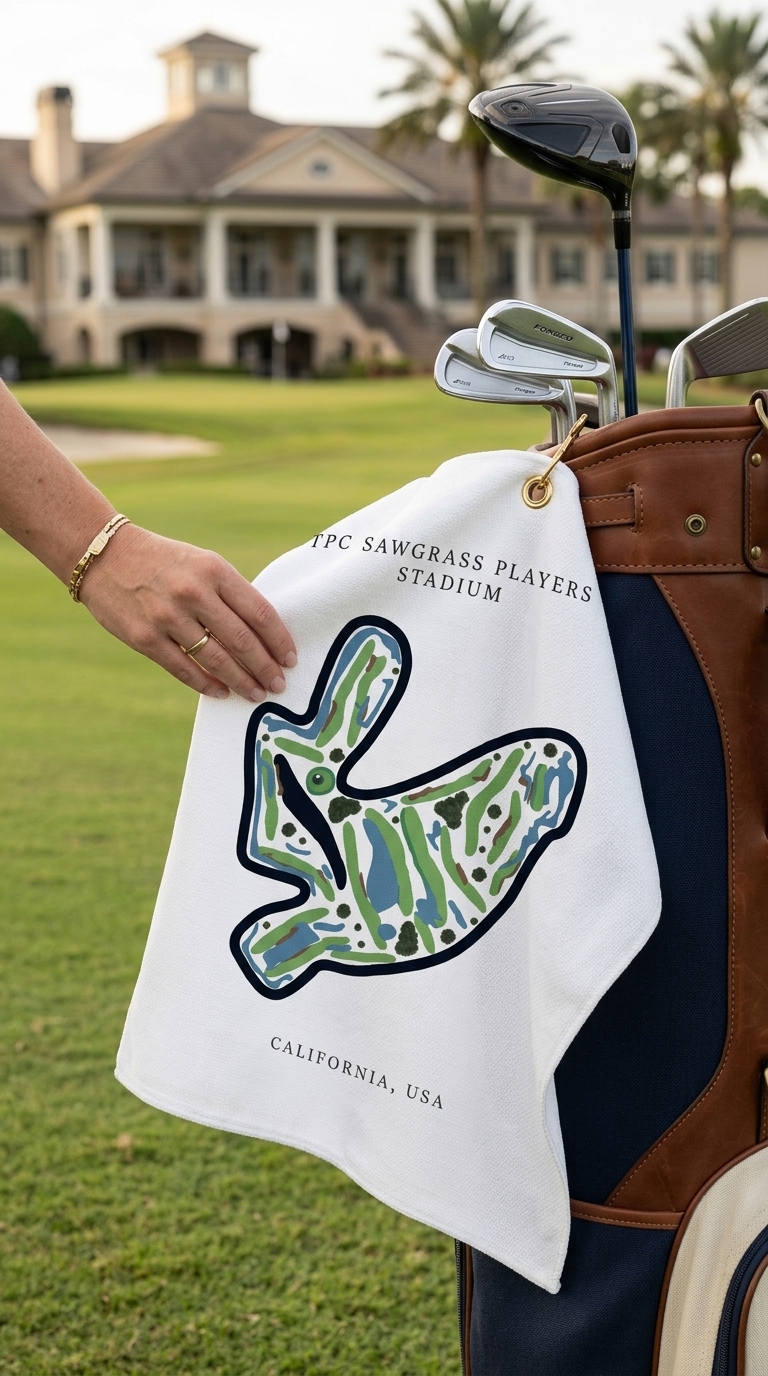 TPC Sawgrass Players Stadium Golf Course Prints, California | Golf Course Print Towels | Golf Course Microfiber - Image 3