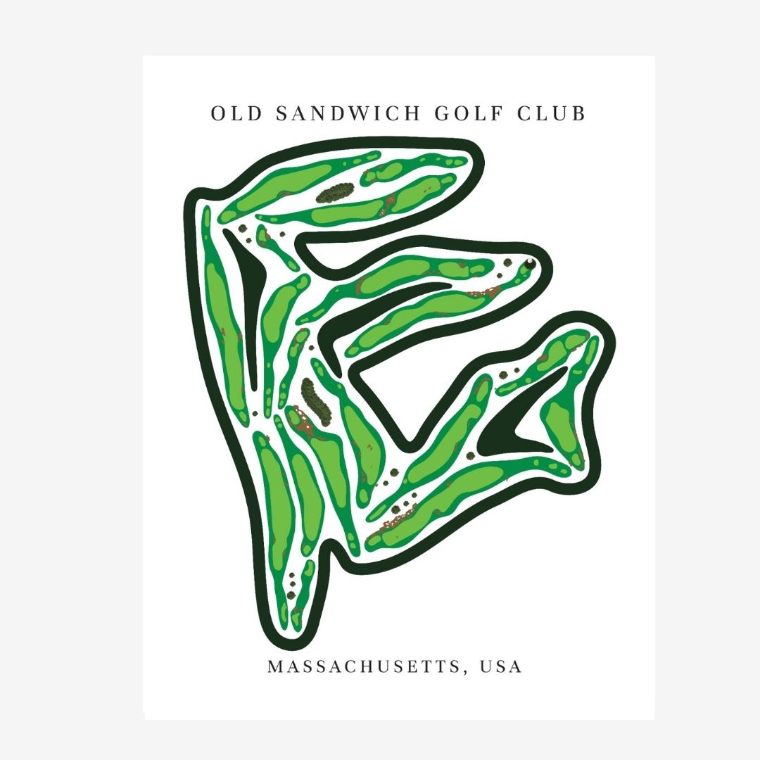 Old Sandwich Golf Club Golf Course Prints, Massachusetts, Golf Map Artwork