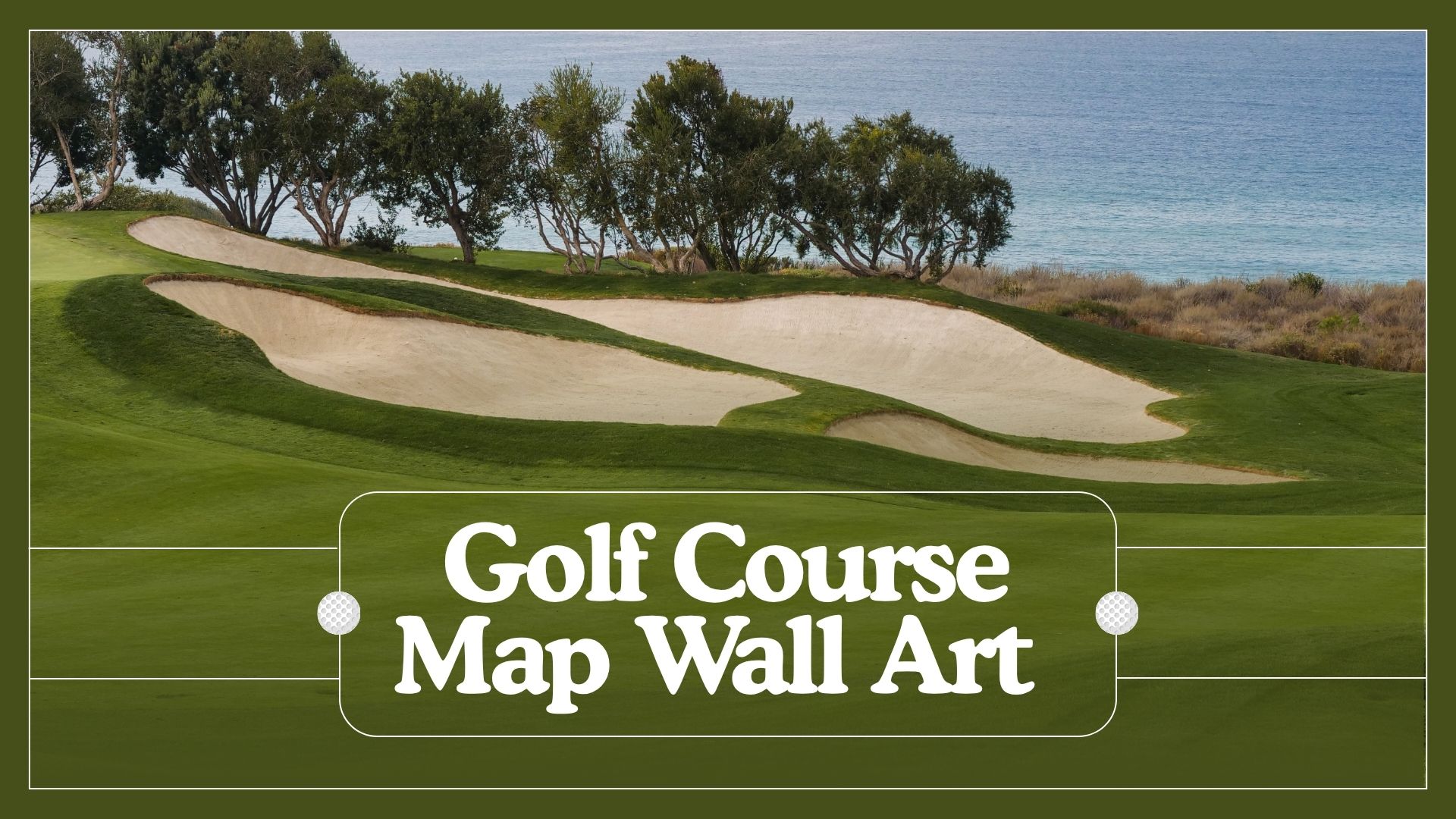 Golf Course Map Wall Art for Office and Man Cave Decor