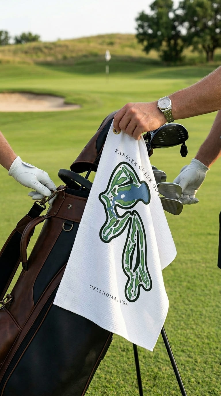 Karsten Creek Golf Club, Oklahoma | Golf Course Print Towels | Golf Course Microfiber - Image 2
