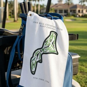 Oak Hill Country Club East Course Golf Course Print Towel New York | Golf Course Print Towels | Golf Course Microfiber